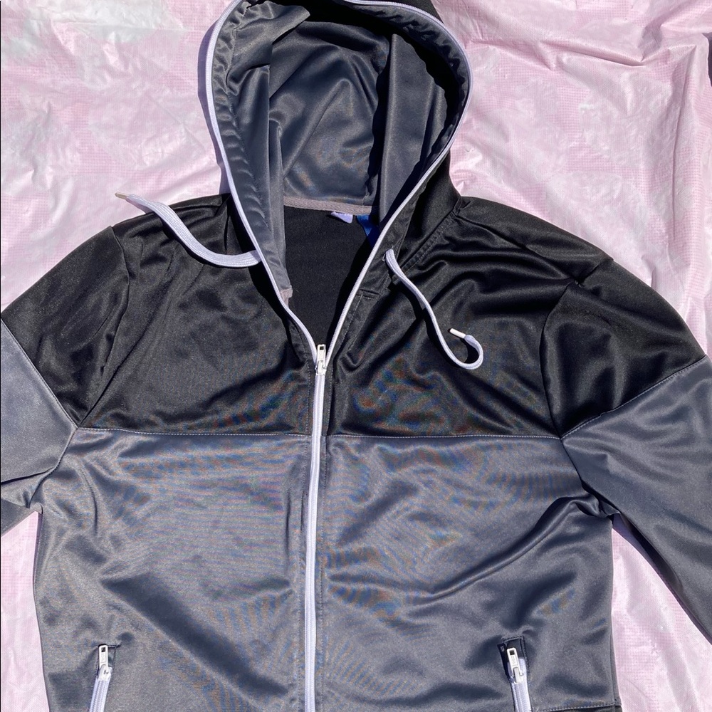 H&M black and grey (unisex) zip-up sweater